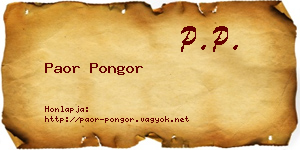 Paor Pongor névjegykártya